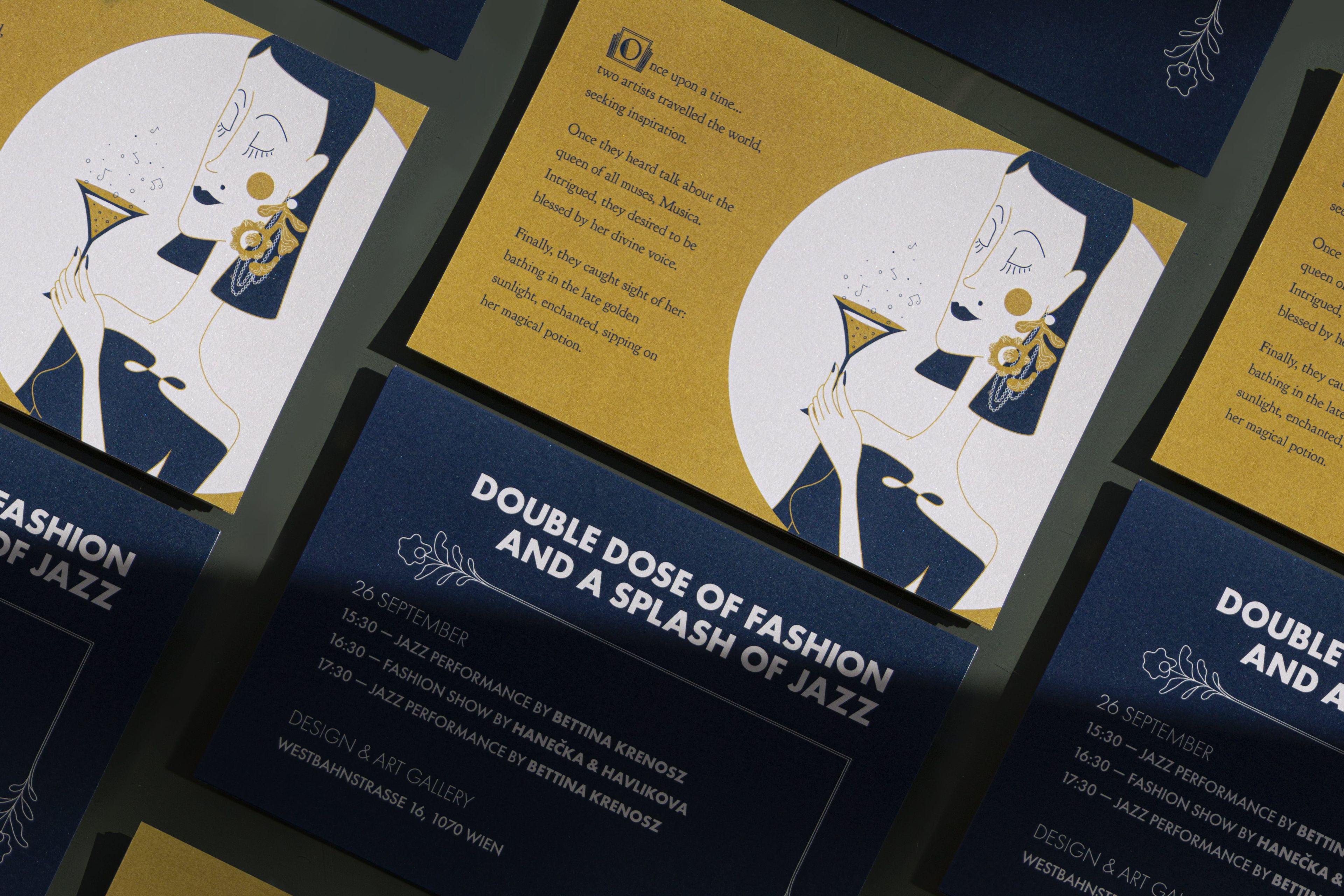 the postcard design I made for the Fiasco fashion show